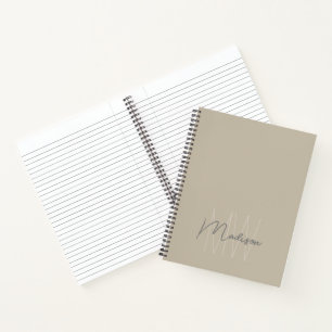 Monogram Logo Beige Modern Minimalist Notebook