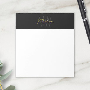 Monogram Logo Black and Gold Modern Minimalist Notepad