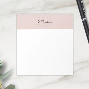Monogram Logo Blush Pink Modern Minimalist Notepad