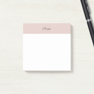 Monogram Logo Blush Pink Modern Minimalist Post-it Notes
