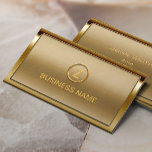 Monogram Logo Gold Frame Modern Bronze Business Card<br><div class="desc">Deluxe Gold Border Monogram Bronze Business Card.</div>