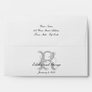Monogram Logo Grey Initial Wedding Invitation Envelope