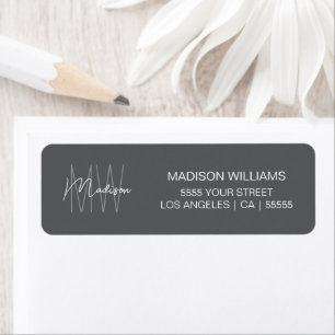 Monogram Logo Grey Modern Return Address