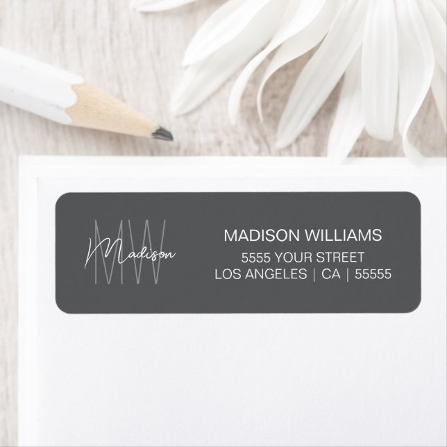 Monogram Logo Grey Modern Return Address (Insitu)