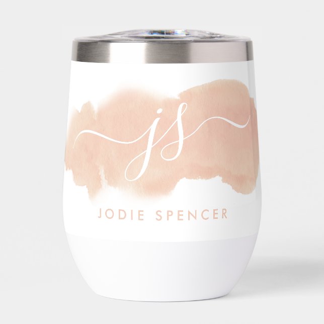 MONOGRAM LOGO initiales élégantes aquarelle blush (Avant)