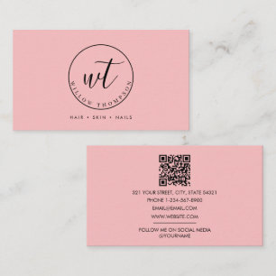Monogram Logo Minimalist Blush Pink Template Business Card