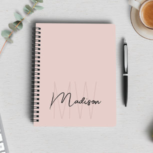 Monogram Logo Modern Minimalist Blush Pink Notebook