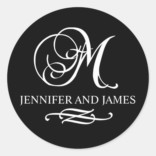 Monogram Logo Names Wedding Favour Stickers (Front)