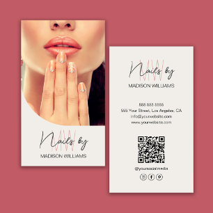 Monogram Logo Photo Nail Artist Business Card