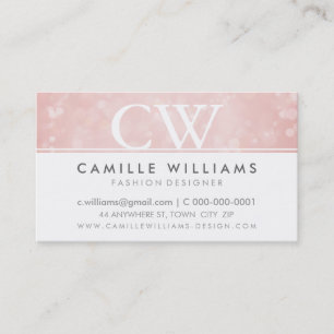 MONOGRAM LOGO whimsical ethereal bokeh coral pink Business Card