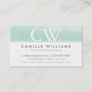 MONOGRAM LOGO whimsical ombre watercolor mint Business Card