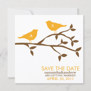 Monogram Love Birds Wedding Save the Date