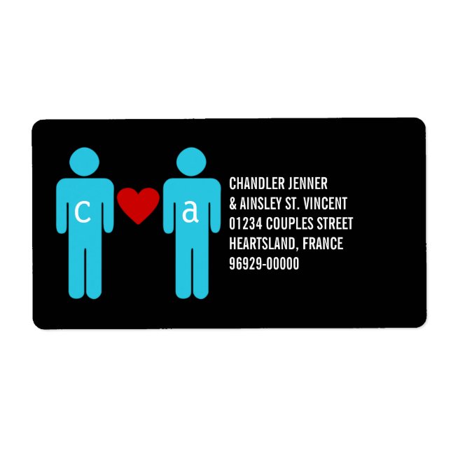 Monogram Love Couple Wedding Address Labels (Front)