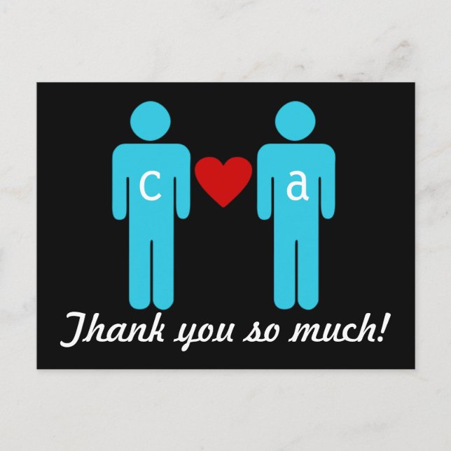 Monogram Love Couple Wedding Thank You Cards (Front)