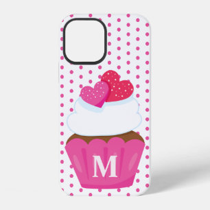 Monogram Love Hearts Cupcake Polka Dot Valentines iPhone 12 Case