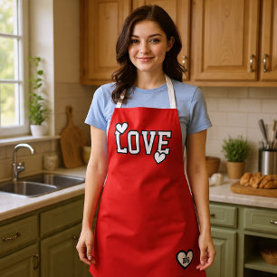Monogram Love Modern Minimalist and Trendy Apron