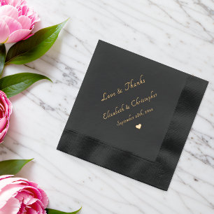 Monogram Love & Thanks Wedding Date Party Cocktail Foil Napkins