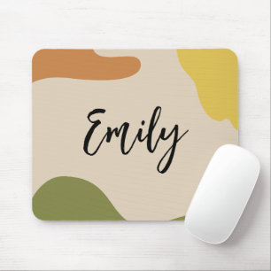 Monogram Lovely colourful abstract Minimalist Pink Mouse Pad