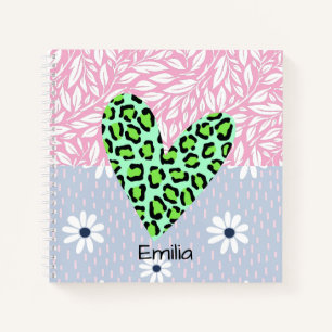 Monogram lovely pastel floral pattern pink blue notebook