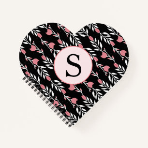 Monogram Lovely Pink Roses Notebook