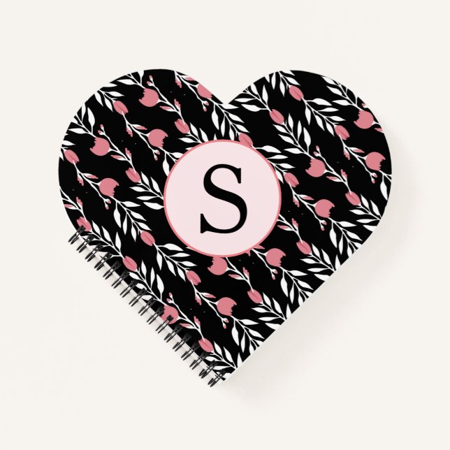 Monogram Lovely Pink Roses Notebook (Front)