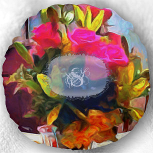 Monogram Love's Flowers PM0001 Round Pillow