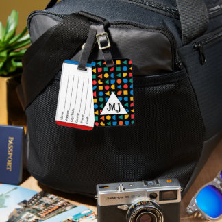 Monogram luggage tag, colourful, travel accessorie tag