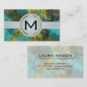 Monogram Luxury Gold   Artistic Texture Paint  Business Card