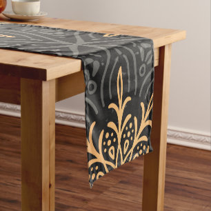 Monogram Luxury gold mandala  Pattern Short Table Runner