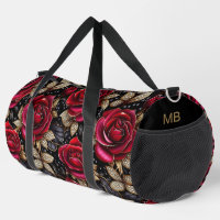 Monogram Luxury Red Rose Floral Pattern