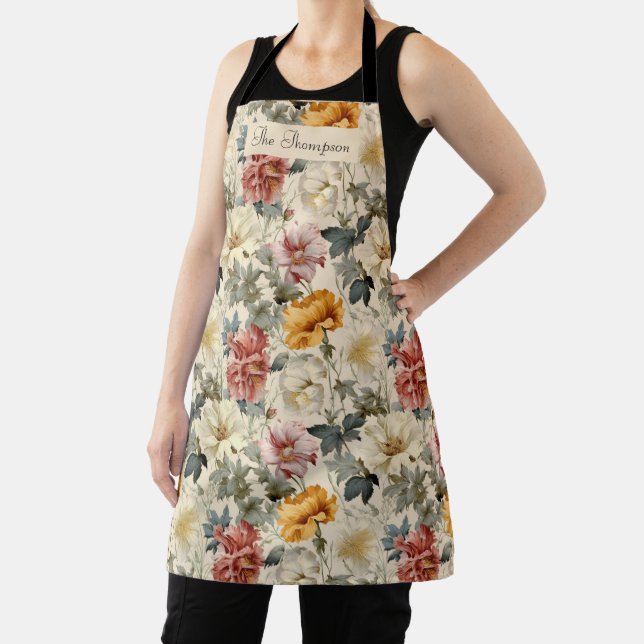 Monogram Luxury vintage style Artistic floral Apron (Insitu)