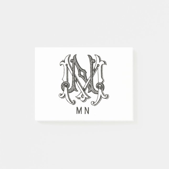 Monogram M and N, Initial M and N, Couple Gifts Post-it Notes (Front)