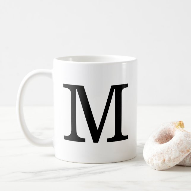 Monogram M Classic Mug, 11 oz Coffee Mug (With Donut)