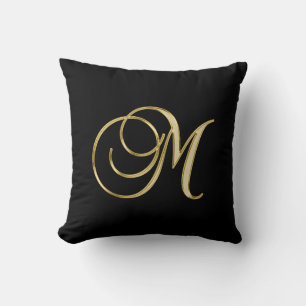 Monogram M, elegant script, Throw Pillow