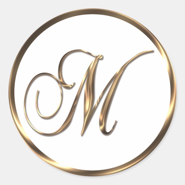 Monogram M Faux Bronze Classic Round Sticker (Front)