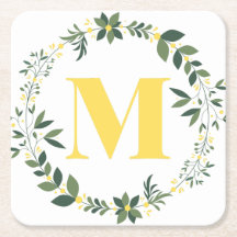Monogram M in Gold/Lemon with Floral Ring