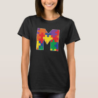 Monogram M in Multi Color Puzzle Pieces