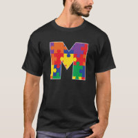Monogram M in Multi Colour Puzzle Pieces