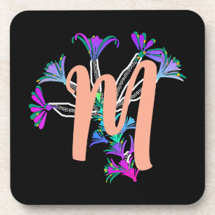Monogram M Initial Beverage Coaster