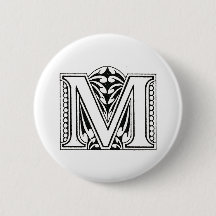 Monogram M, Letter M, Alphabet M, Black and White