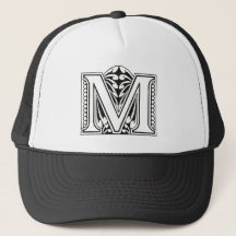 Monogram M, Letter M, Alphabet M, Black and White