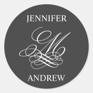 Monogram M Names Wedding Logo Stickers Charcoal