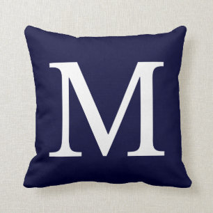 Monogram M On Navy Blue Throw Pillow