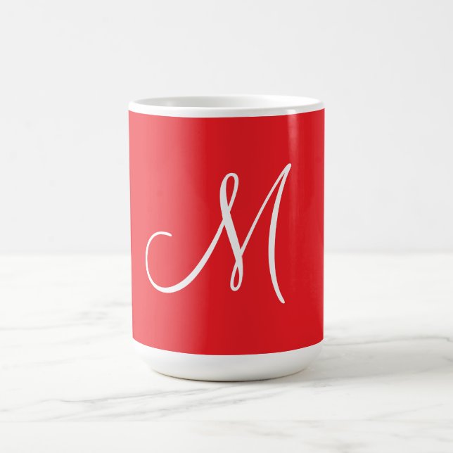 MONOGRAM M, Red and White, Coffee Mug (Center)