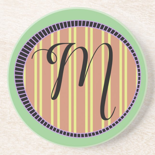 Monogram M Sandstone Coaster (Front)