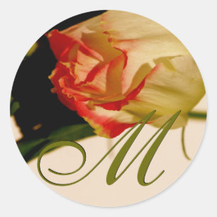 Monogram M Single Rose Wedding Sticker