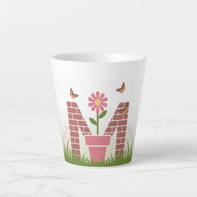 Monogram M Spring Garden Latte Mug (Front)