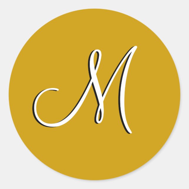 Monogram M Wedding Invitation Gold Seal (Front)