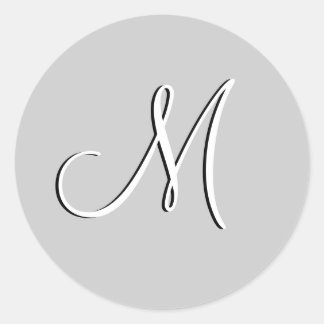 Monogram M Wedding Invitation Grey Seal