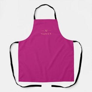Monogram Magenta Dye Modern Minimalist Elegant Apr Apron